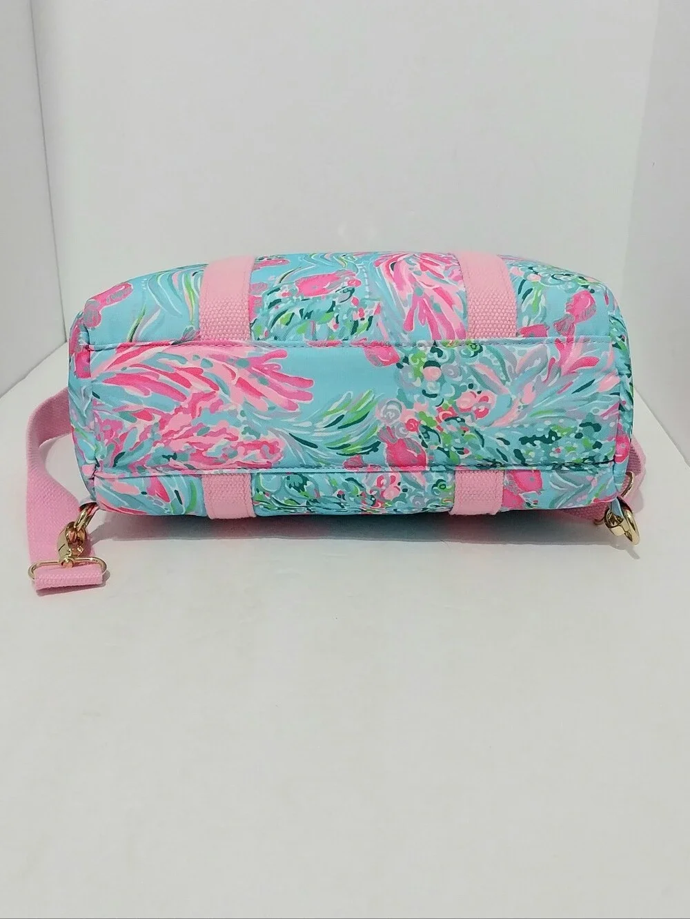 Floral Convertible Backpack Tote - Pink & Aqua by